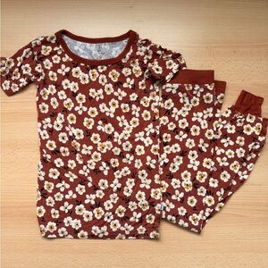 Little Sleepies Kids Pajama Set - Brown Floral